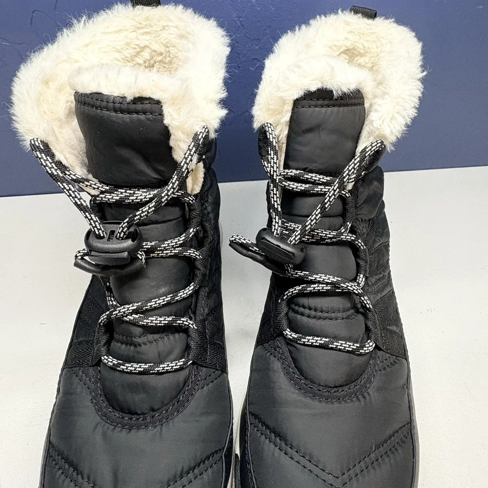 SOREL Kids Whitney Short Lace Waterproof Boots Youth Unisex Sz 6 Black